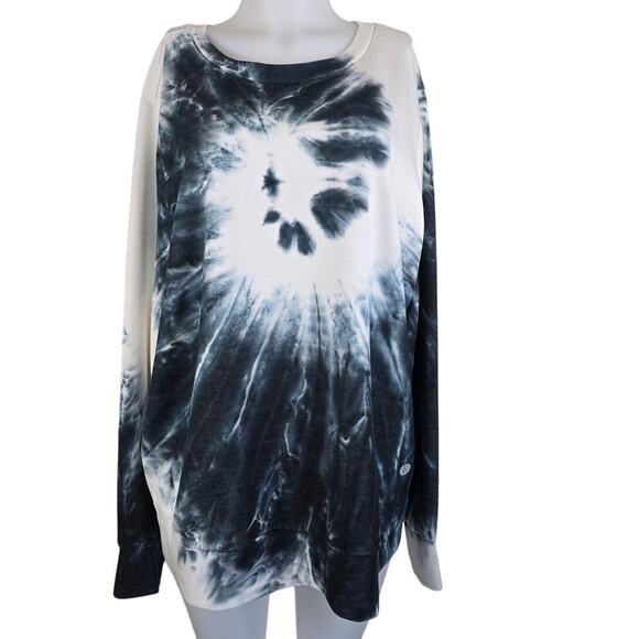 Torrid Active Navy Blue White Tie Dye Athletic Winter Thumb Hole Sweatshirt 2/2X - Picture 1 of 5